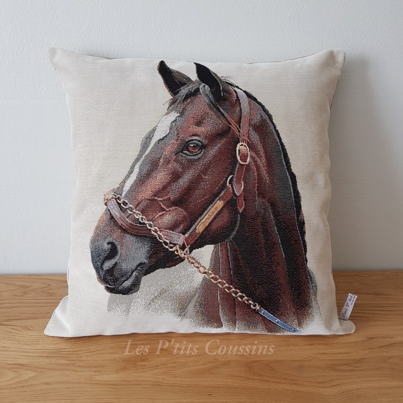 Horse patterned cushion cover for a country decoration, gift for horse lovers image 3