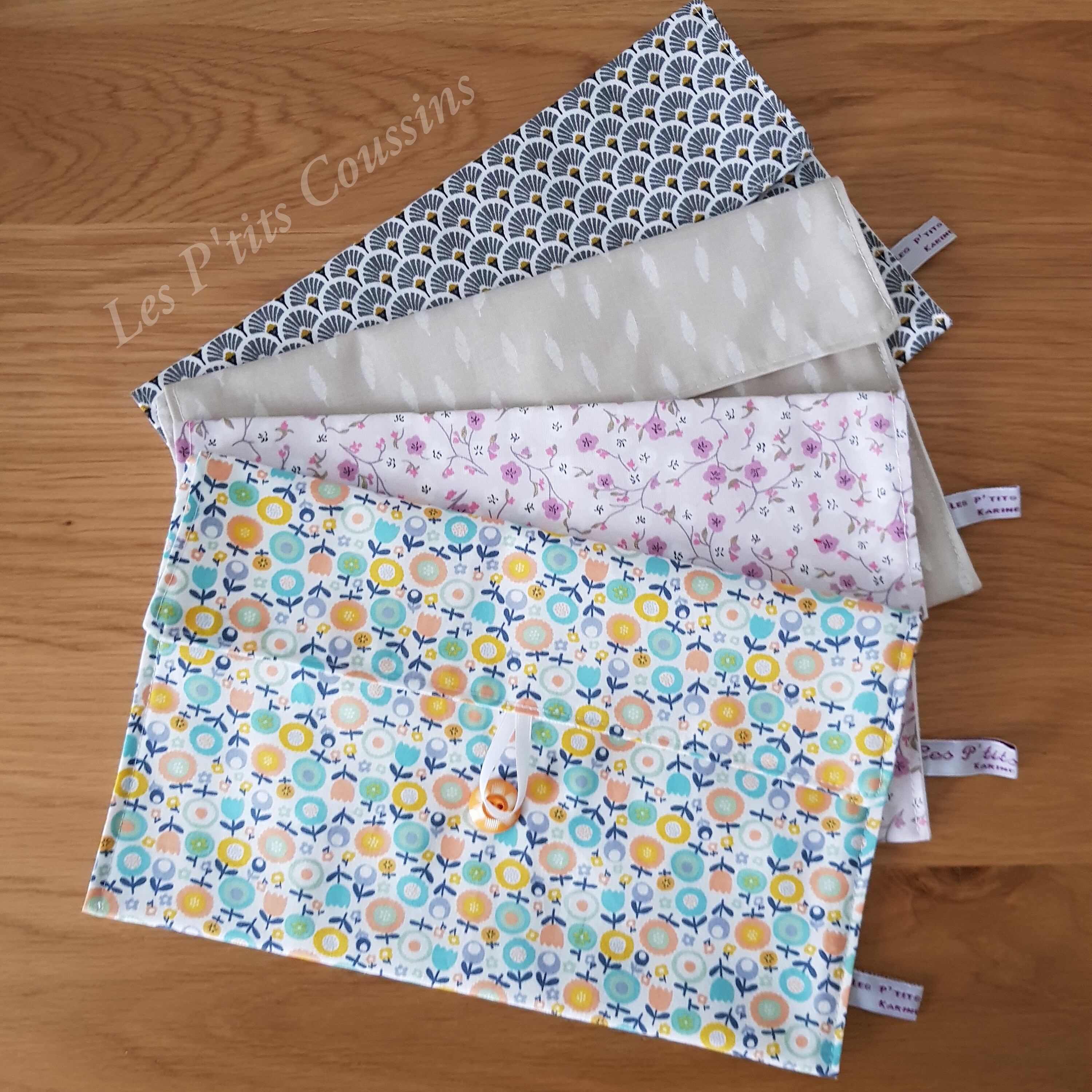 Serviette Cantine Enfant Avec Pochette - Bavoir Grand Format - Motif Forêt Feuille - Élastique