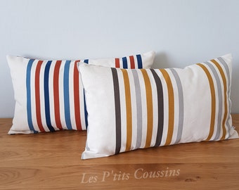 Housse de coussin rectangulaire à rayures jaune moutarde ou terracotta, coussin pour salon tendance, accessoire déco