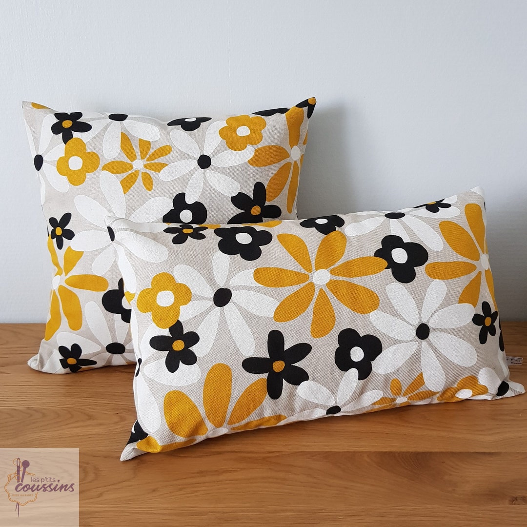 Housse De Coussin Vintage 39x38 Cm – Broderie Floral – Années 1960
