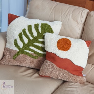 Housse de coussin motifs géométriques, réalisé en tufting, accessoire déco salon moderne ou classique, création artisanale française image 9