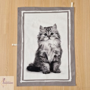Kitchen towel with black and white cat patterns, hand towel with kitten patterns, household linen image 5