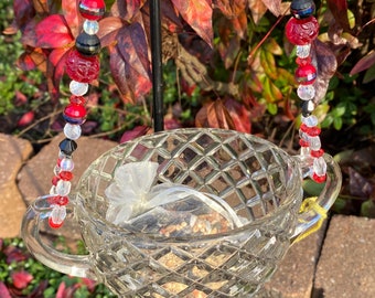 Bird Feeder Hanging Bird Feeder Beaded Bird Feeder Birthday Gift Candlholder Jewelry Holder Succulent Planter Garden Art Garden Decoration