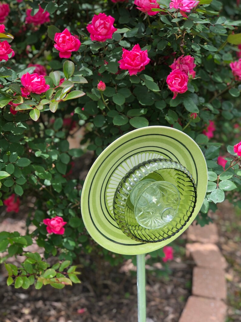 Repurposed Glass Plate Flower Glass Garden Art Glass Flower | Etsy