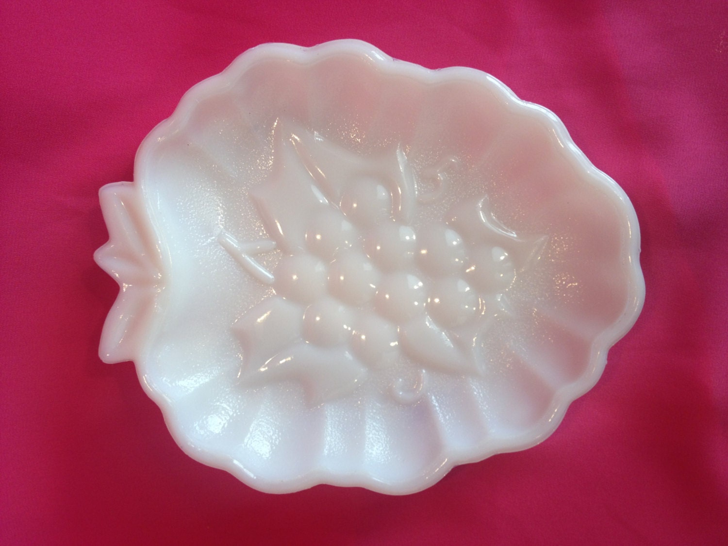 Milk Glass Candy Dish Grape Design Etsy