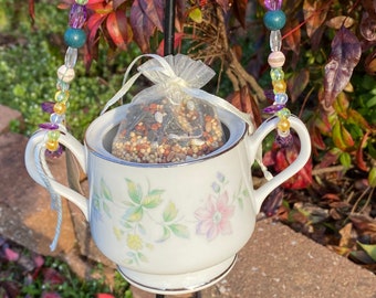 Bird Feeder Hanging Bird Feeder Candleholder Planter Hanging Planter Garden Decor Beaded Hanging Bird Feeder Birthday Gift