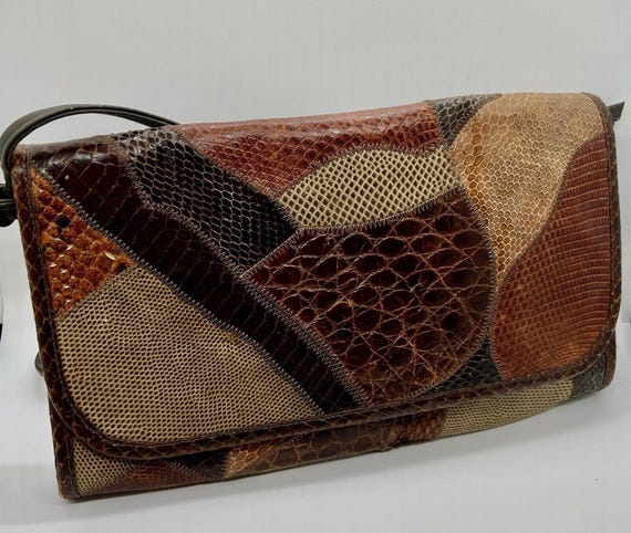 VINTAGE SHIBUI GENUINE leather brown patch shoulder bag