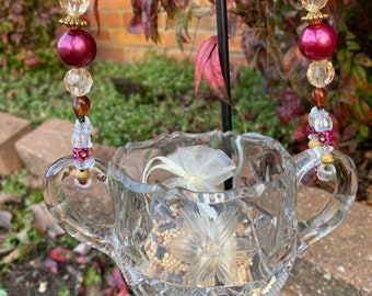 Bird Feeder Hanging Bird Feeder Beaded Bird Feeder Candleholder Succulent Holder Jewelry Holder Birthday Gift Mothers Day Gift Garden Art