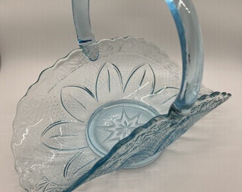 Small Light Blue Glass Basket - Fenton - Etsy