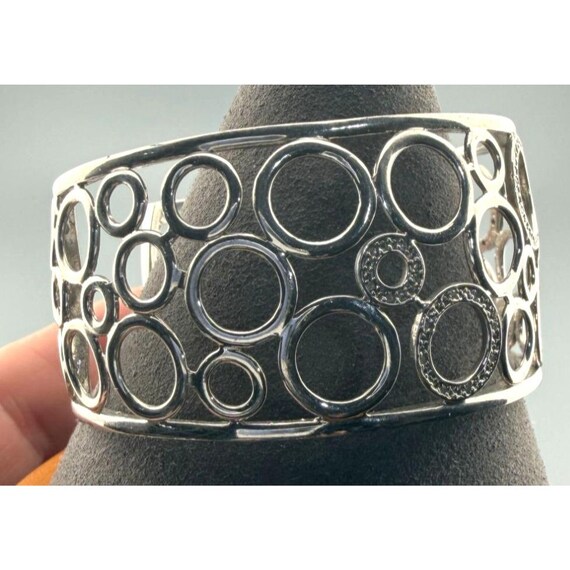 Sterling Silver Openwork Circle Bangle Bracelet w… - image 3