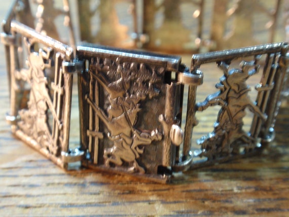 Vintage Sterling Horse with Hurdles Panel Bracele… - image 6