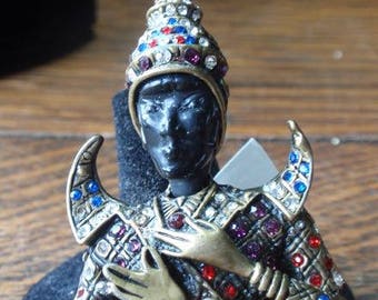Siam Multi Rhinestone Brooch