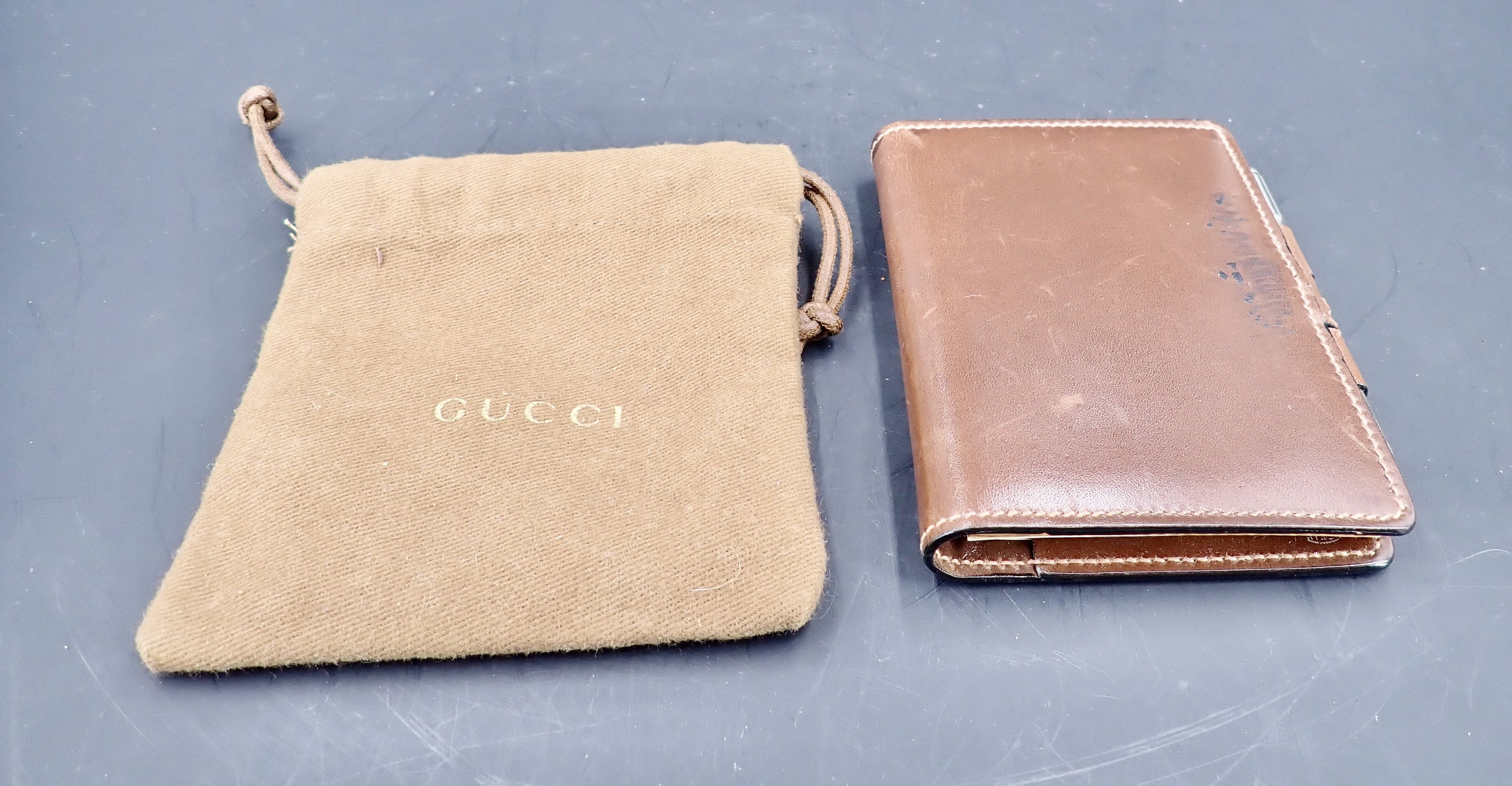 1985 Gucci Leather Datebook and Notepad With Pen and Pouch January