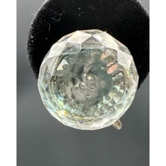 Czechoslovakia Clear Crystal Faceted Screw Back E… - image 2