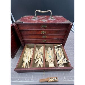 Antique Chinese Mahjong Set with Wooden Box Trays AS IS