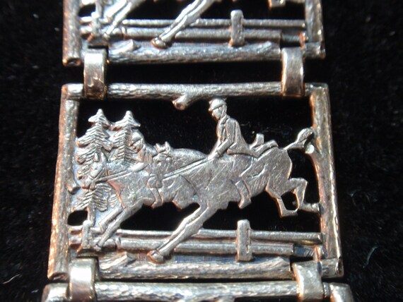 Vintage Sterling Horse with Hurdles Panel Bracele… - image 2