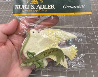 Kurt S. Adler Dove Ornament With "Peace" Banner Decoration NOS