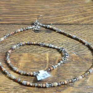 Vintage Earthtone Sterling and SemiPrecious Stone Necklace Bracelet Set
