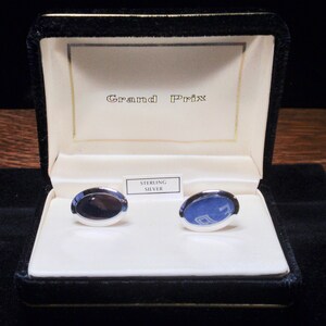 Vintage Grand Prix Sterling Cuff Links in Original Case