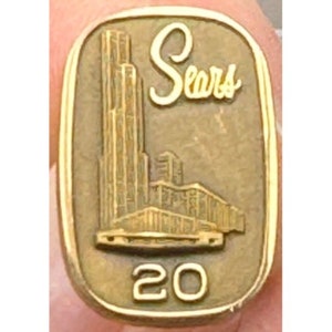 Vintage Sears 20 Year Service Pin Gold Filled Employee Lapel Badge