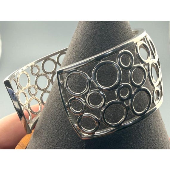Sterling Silver Openwork Circle Bangle Bracelet w… - image 4
