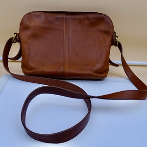 Retired Light Brown Leather Coach Handbag with Shoulder Strap
