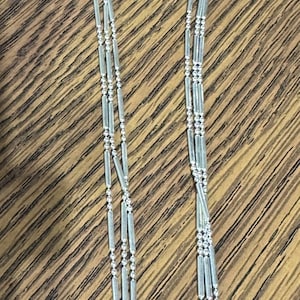 Sterling 16&quot; Triple Strand Liquid Bar and Bead Necklace