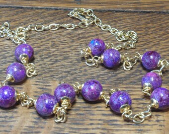 26" Italian Sterling Purple Stone Bead Necklace