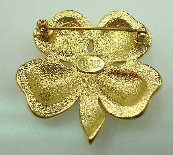 Joan Rivers Rhinestone Clover Brooch - image 2