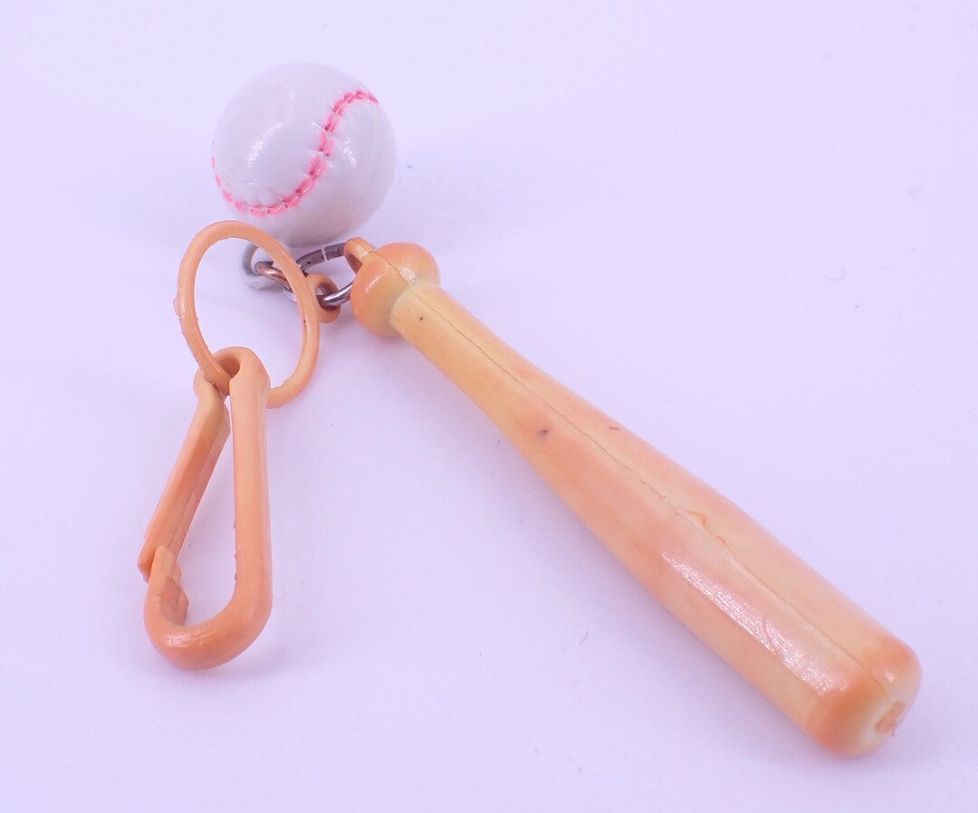 Vintage Plastic Baseball and Bat Keychain/clip Assessory/bubble Gum