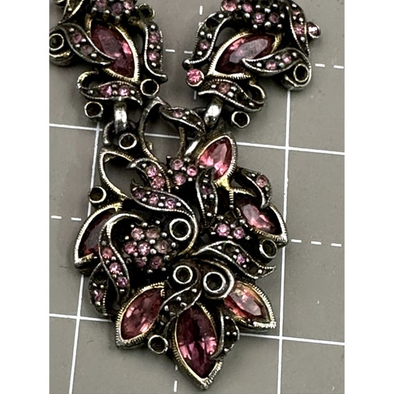 1950 Hollycraft Corp Necklace with Pink Rhineston… - image 4