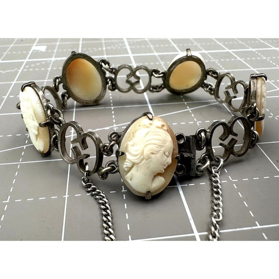 Antique Multiple Shell Cameo Panel Bracelet 800 Si