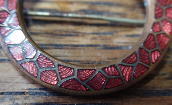 Vintage Enameled Orange/Red Cloisonné Antique Bro… - image 3