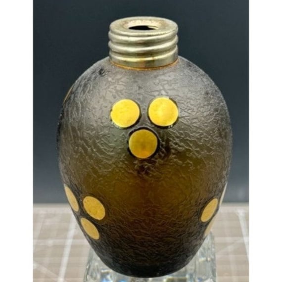 Vintage Art Glass Perfume or Cologne Decanter Tex… - image 1