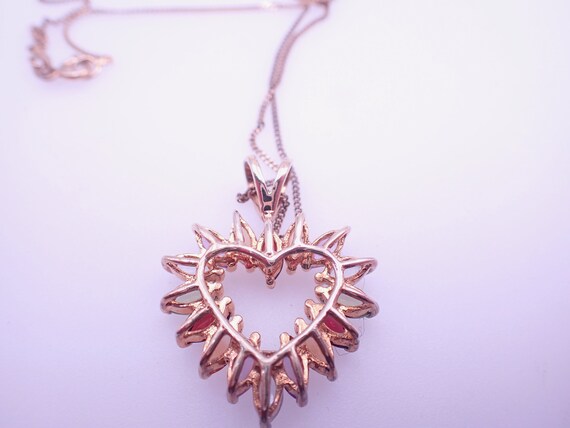 Vintage Sterling Vermeil Heart Pendant Necklace w… - image 3