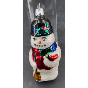 Décoration vintage bonhomme de neige en verre, République tchèque
