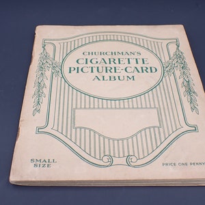 Álbum de fotos de cartões de tabaco e cigarros Churchman's Mais de 50 cartões diversos