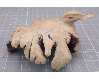 Vintage Parasite Chinaberry Root Carved Duck Figure