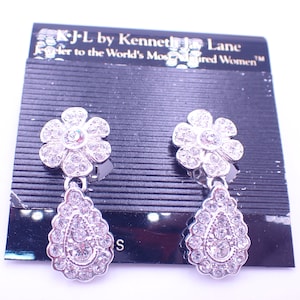 KJL Kenneth Jay Lane Dangle Rhinestone Clip Earrings