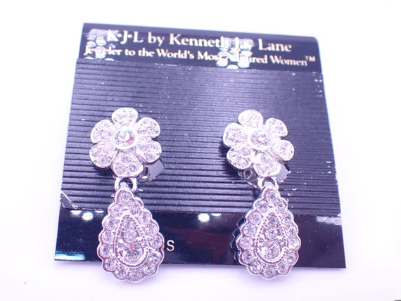 KJL Kenneth Jay Lane Dangle Rhinestone Clip Earri… - image 1