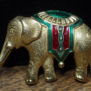 Monet Enamel Elephant Brooch