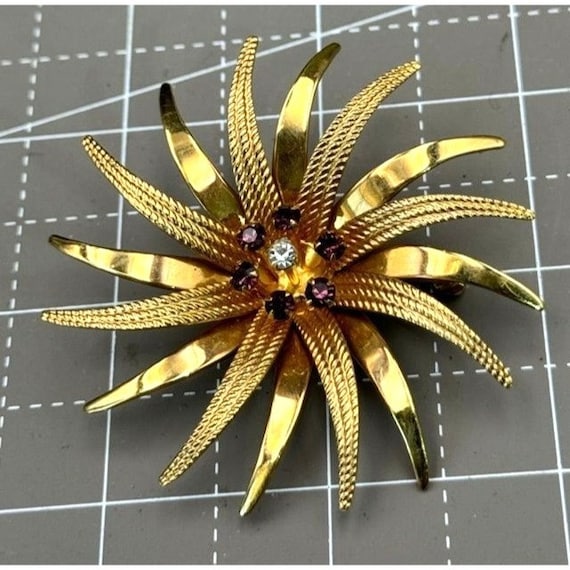 Danecraft 12K Gold Filled Atomic Starburst Brooch… - image 1