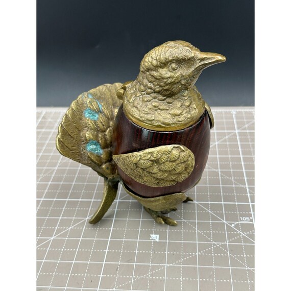 A Gilt Bronze Ink Stand Depicting a Bird in Nest A Gilt Bronze Ink Stand Depicting a Bird in Nest