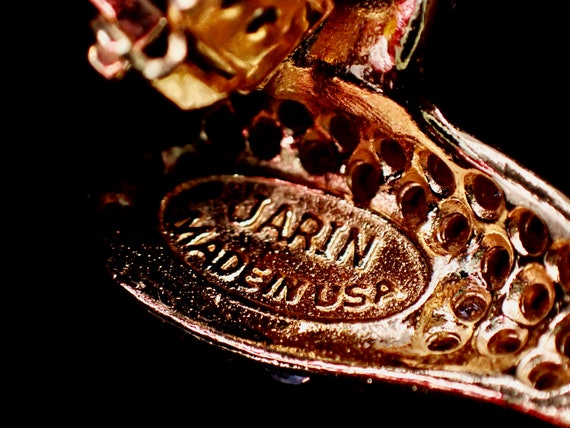 Vintage Jarin Swirl Wave Rhinestone  Gold Plated … - image 3