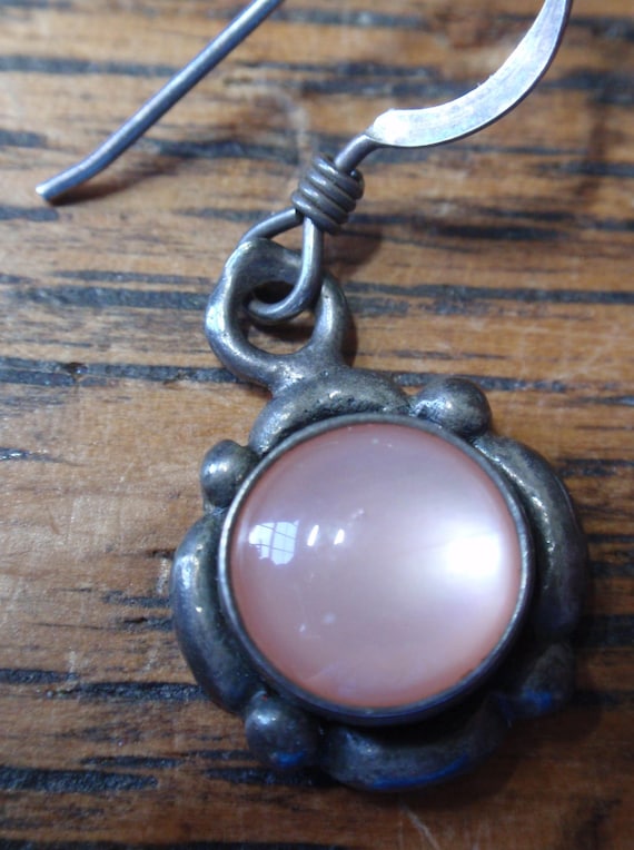 Pinkish Peach Colored Iridescent Stone Sterling  … - image 2