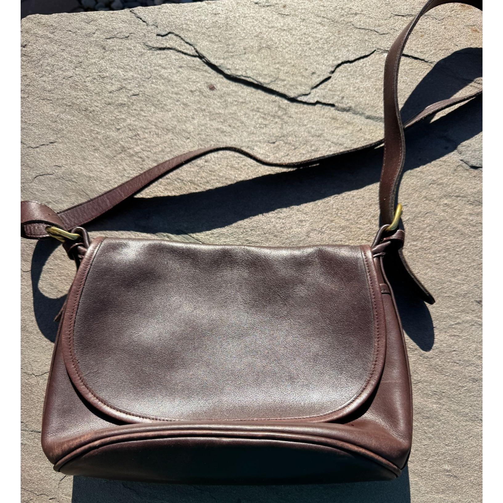 Vintage Coach Dark Brown Leather Handbag With Shoulder Strap - Etsy