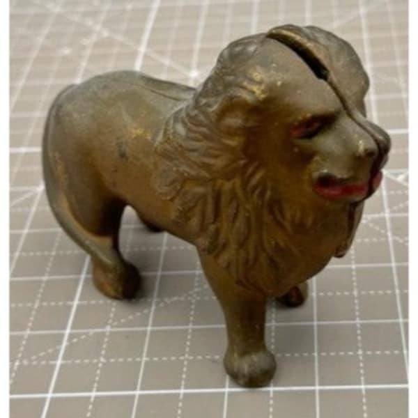 Antique Hubley Cast Iron Still Bank Standing Lion