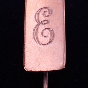 12K Gold Filled Van Dell Letter E Stick Pin