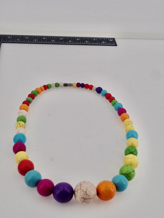Rainbow Howlite Graduated 17.5" Bead Necklace