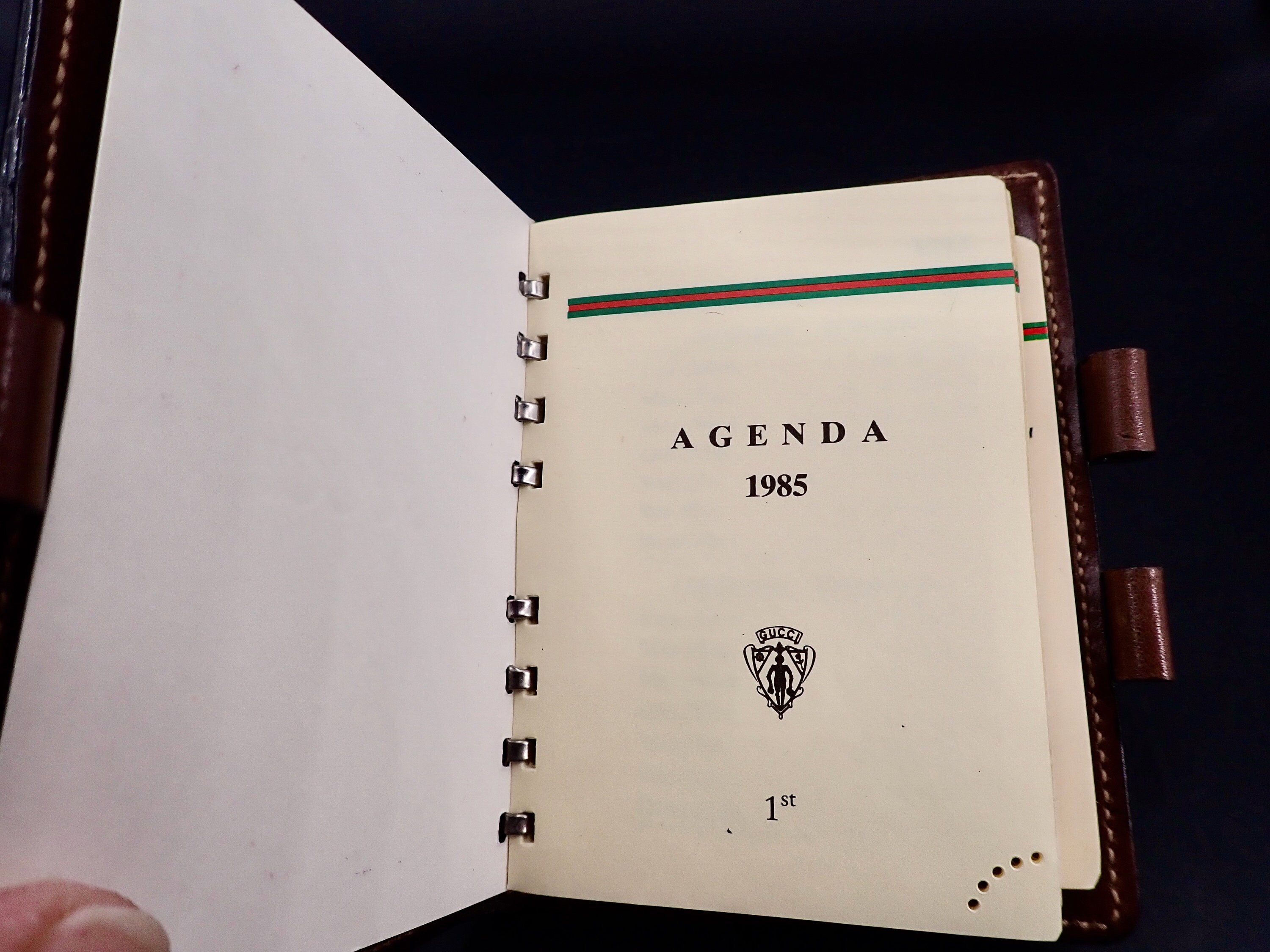 1985 Gucci Leather Datebook and Notepad With Pen and Pouch January